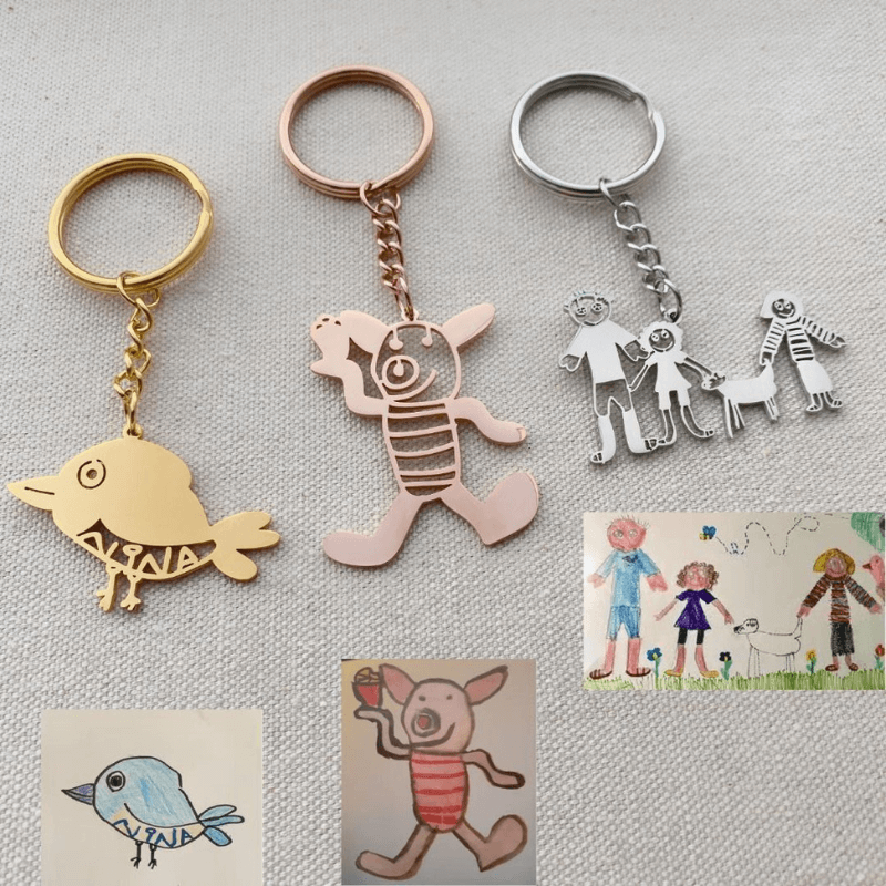 Custom hand-drawn keychain artwork – personalized Drawni gift