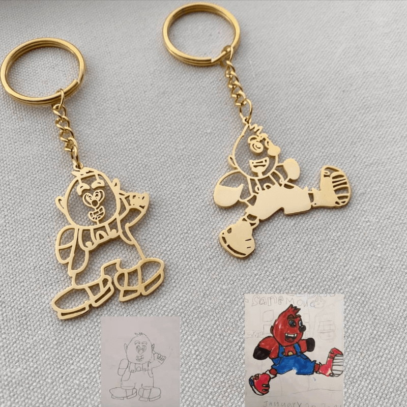 Custom hand-drawn keychain artwork – personalized Drawni gift